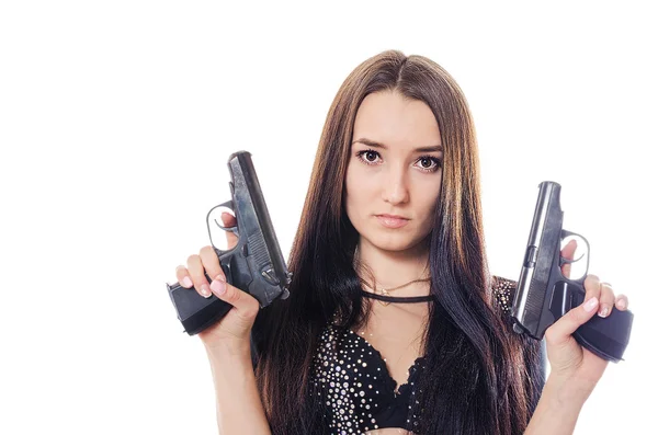 拳銃で女性を検索します。 — ストック写真