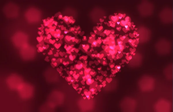 Red heart of bokeh background — Stock Photo, Image