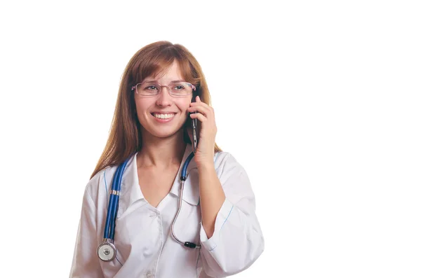 The doctor speaks by phone. — Stock Photo, Image