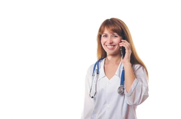 The doctor speaks by phone — Stock Photo, Image