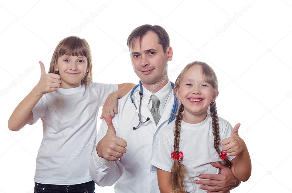 The doctor with children shows a class