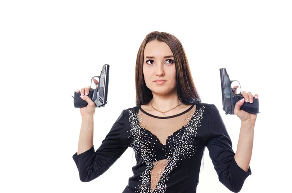 拳銃で女性を検索します。 — ストック写真