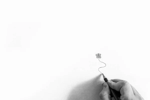 Portrait Abstrait Minimaliste Noir Blanc Une Main Une Personne Tenant — Photo