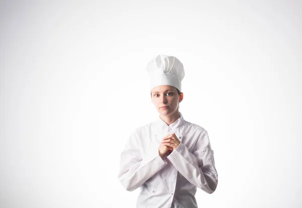 Šéfkuchařka Izolované Přes Bílé Pozadí — Stock fotografie