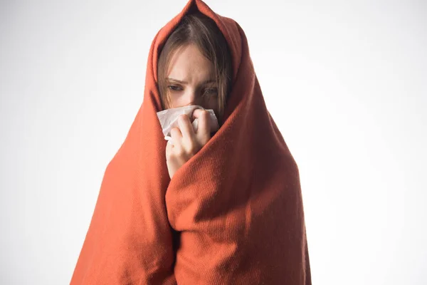 Sick Woman Handkerchief Sick Woman — Stock Photo, Image