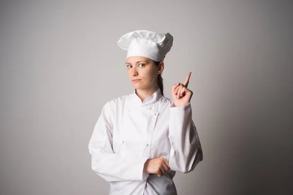 Chef Woman Isolated White Background — Stock Photo, Image