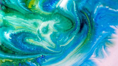 Mürekkep, boya, soyut. Yakın plan fotoğraf. Renkli soyut resim arkaplanı. Yüksek desenli yağlı boya. Yüksek kalite parçalar.