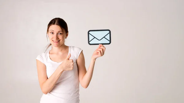 Email Icon Young Woman — Stock Photo, Image