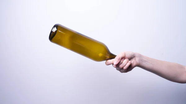 Woman Hand Holding Glass Bottle — Stock Photo, Image