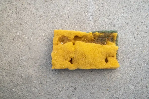 Delikleri ve çukurları olan eski bir sünger..