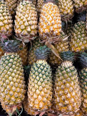 Piyasada satılık ananaslar, bahçeden tüketicilere gönderilen ananaslar, arka plan resimleri..