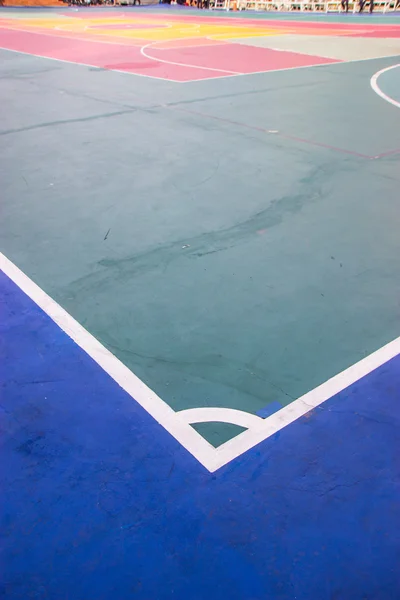 Campo de futsal estadio deportivo interior con marca, línea blanca en el s — Foto de Stock