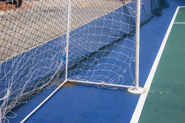 Cél hálók Futsal futsal területén. — Stock Fotó