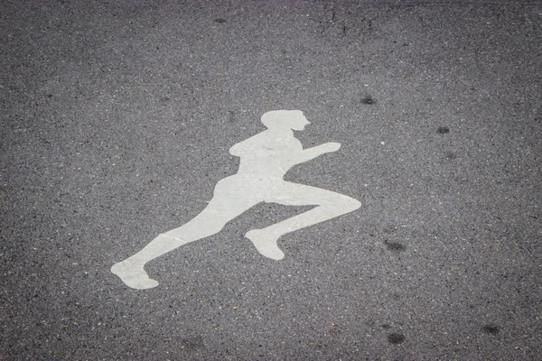 Road marking on the way for runners — Stock Photo, Image