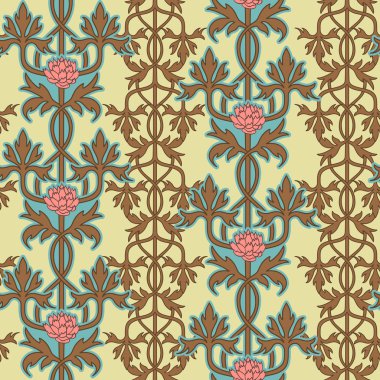 Vintage seamless modeli, art Nouveau tarzı süsleme. Vektör çizim.