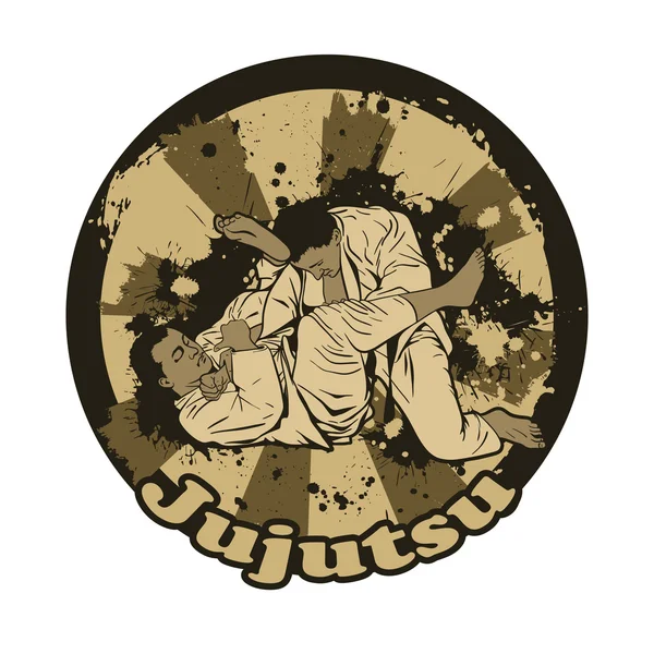 Ilustración vectorial con luchadores Jiu Jitsu brasileños . — Archivo Imágenes Vectoriales