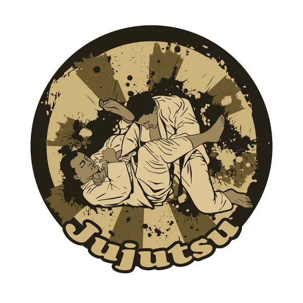 Brezilya Jiu Jitsu savaşçıları ile vektör çizim.