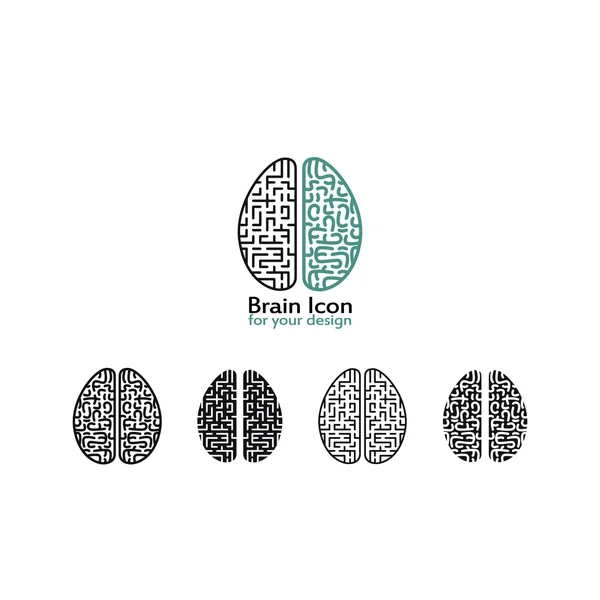Icone e elementi della creazione e dell'idea. Set di cervelli umani . — Vettoriale Stock
