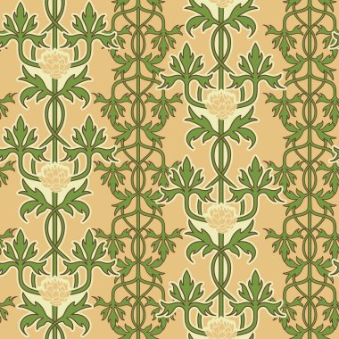 Vintage seamless modeli, art Nouveau tarzı süsleme. Vektör çizim.