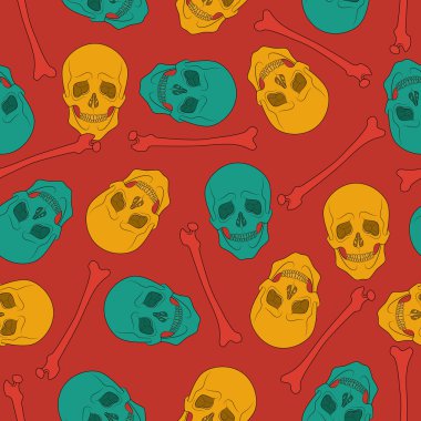 kafatasları ile çok renkli seamless modeli.