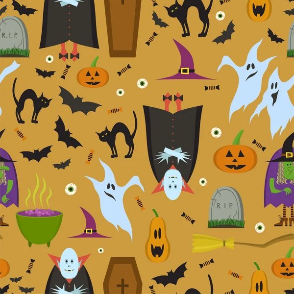 De naadloze patroon vector voor Halloween in cartoon stijl. Stockvector