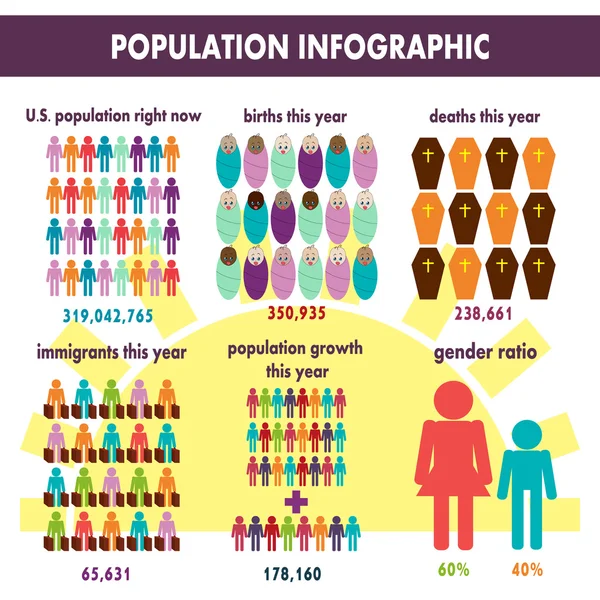 인구 통계학 infographic — 스톡 벡터
