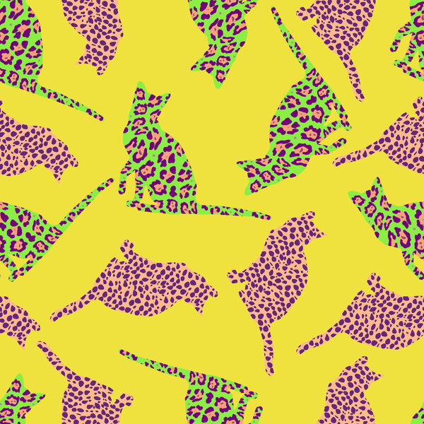Wild Cats seamless pattern