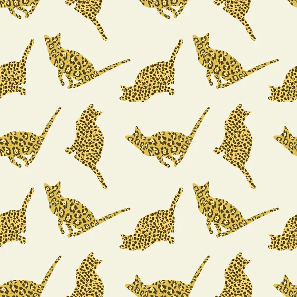 Wild Cats seamless pattern — Stock Vector