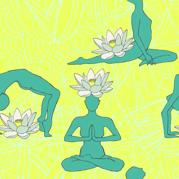 Yoga naadloze patroon — Stockvector