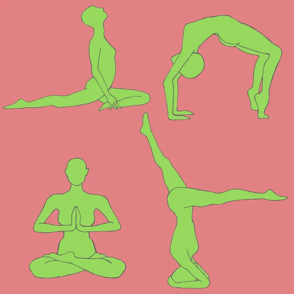 Yoga houdingen — Stockvector