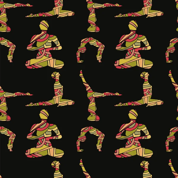 Patrón sin costura de yoga — Archivo Imágenes Vectoriales