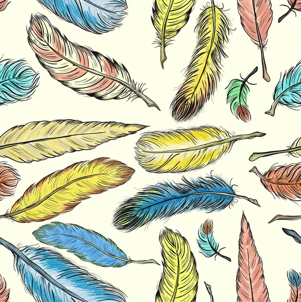 Seamless pattern with feathers. — Stock Vector