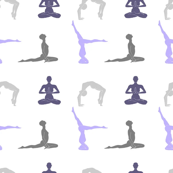 Yoga houdingen naadloze patroon. — Stockvector