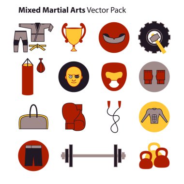 Karışık dövüş sanatları Icons Set.