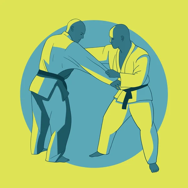 Cartel con luchadores jiu-jitsu . — Vector de stock