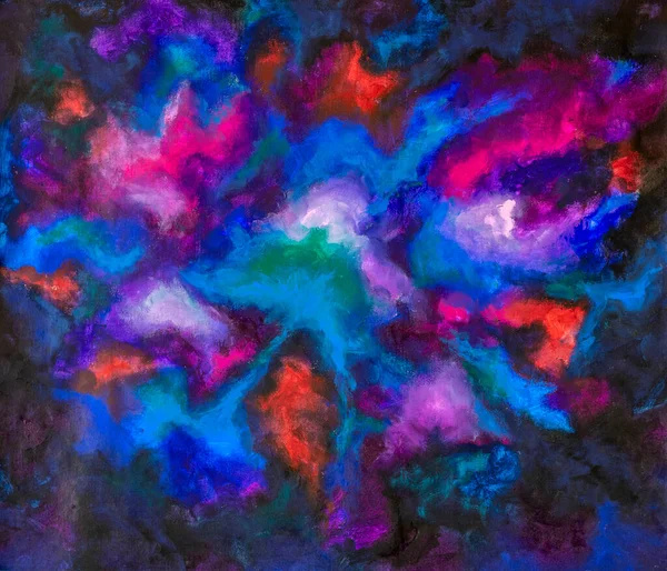 Abstract oil painting universe blue red purple dreamlike cosmos fantasy art landscape illustration wallpaper