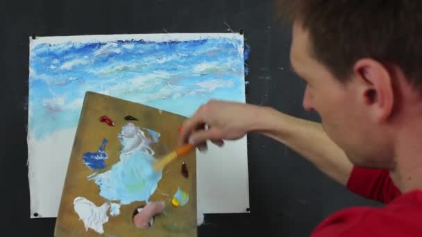 Artist Working On Painting Process Of Creating Paintings On Canvas Stock Video C Weris7554 69914643