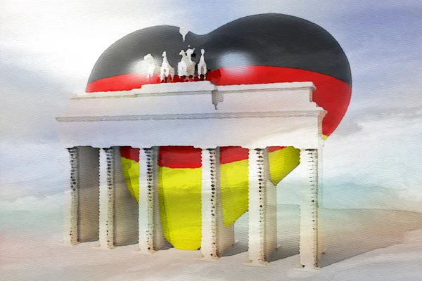 Brandenburg Gate 3D aqua — Stock Photo, Image