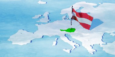 bayrak Avusturya ile 3D harita Avrupa