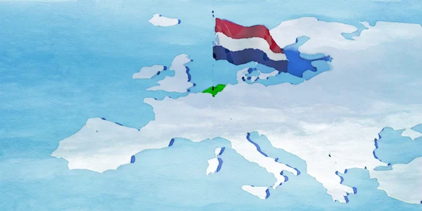 3D map Europe with flag Netherlands — Stock Photo, Image