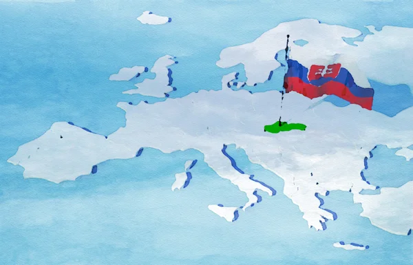 Mapa 3D de Europa con bandera Eslovaquia — Foto de Stock