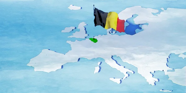 3D map Europe with flag Belgium — Stock Photo, Image