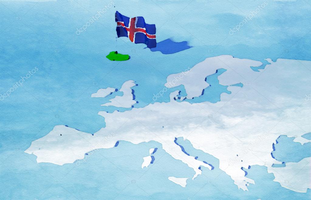 3d Carte Europe Avec Drapeau Islande Photographie Albasu