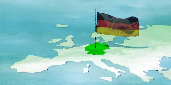 3D map Europe with flag Germany — Stock Photo, Image