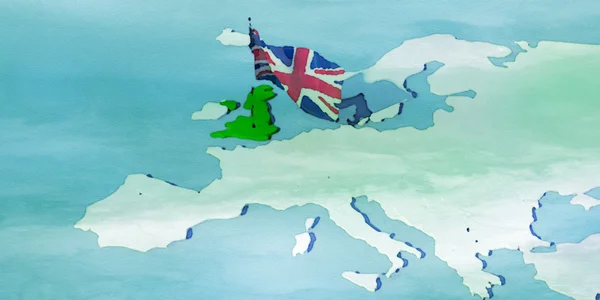 Mapa 3D Europa com bandeira Reino Unido — Fotografia de Stock