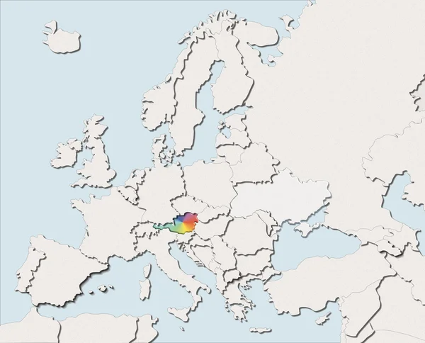 Karte Europa weiß und Farbe Österreich — Stockfoto