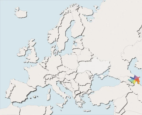 Europe beyaz ve renkli Azerbaycan Haritası — Stok fotoğraf