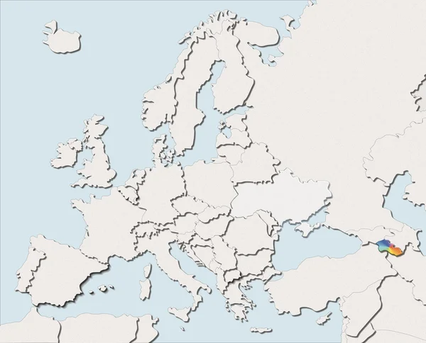 Mapa Europy białe i kolor Armenii — Zdjęcie stockowe