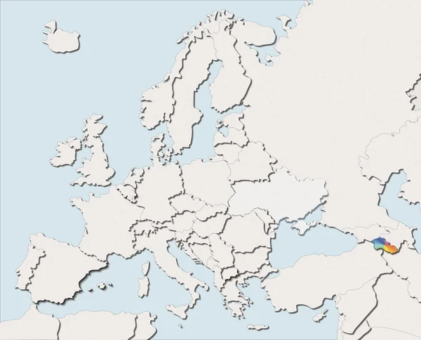 Karte Europa weiß und Farbe Armenien — Stockfoto