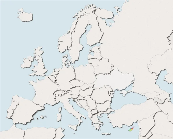 Mapa Europa blanco y color Chipre — Foto de Stock